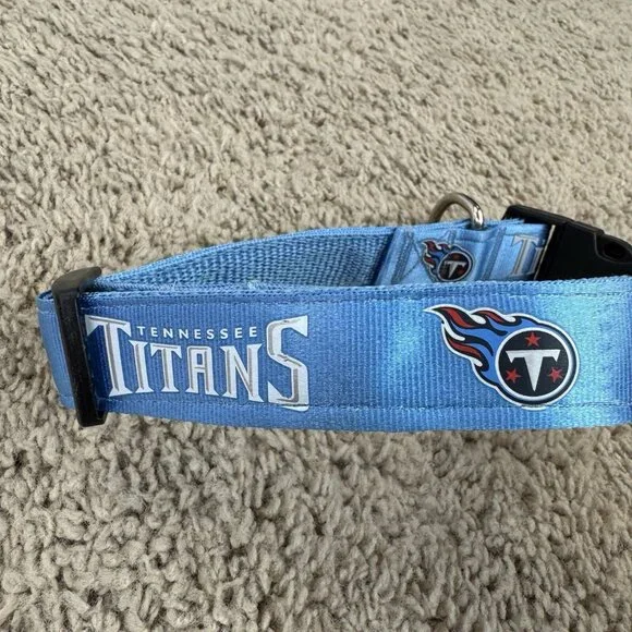 Tennessee Titans Double-Sided Blue NFL Large 1” Dog Pet Collar - Picture 2 of 5